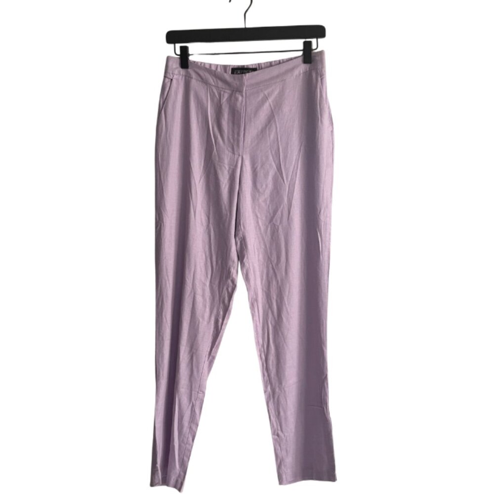 Express Linen-Blend Ankle Pant Purple Size 8 NEW - Picture 4 of 10